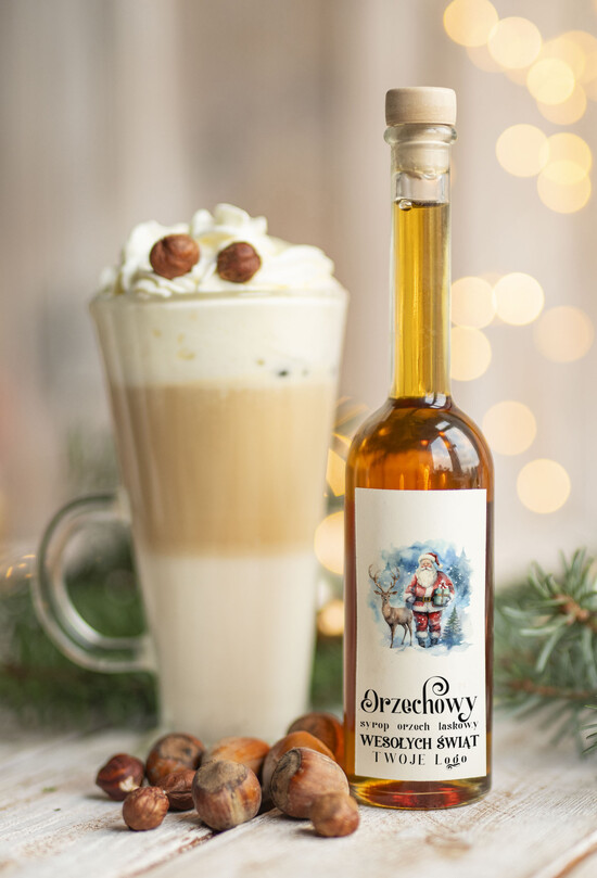 drobne prezenty dla firm MIODY KONFITURY SOKI Syrop do kawy Orzech Laskowy biznesowe Upominki firmowe, drobne  upominki na święta dla pracowników 11/MKJ/USOo