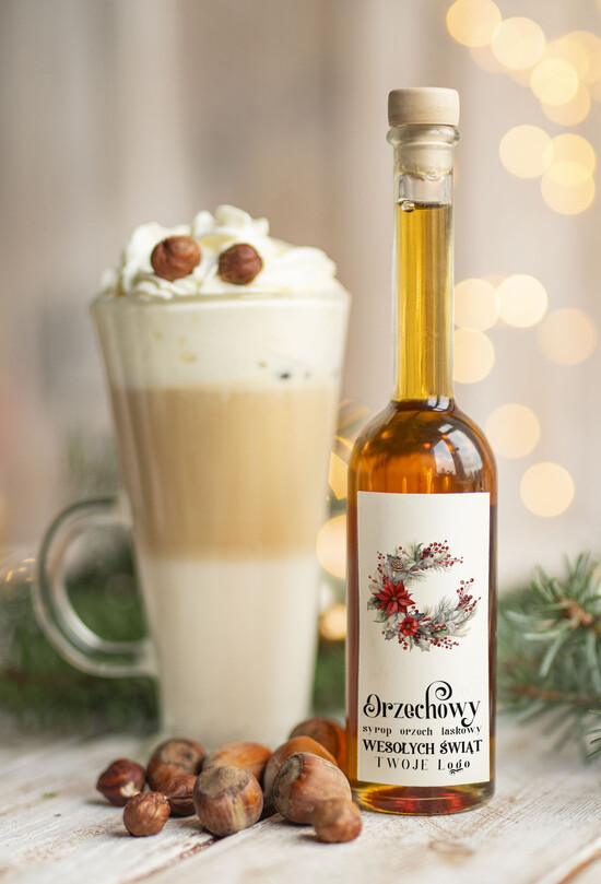 drobne prezenty dla firm MIODY KONFITURY SOKI Syrop do kawy Orzech Laskowy biznesowe Upominki firmowe, drobne  upominki na święta dla pracowników 09/MKJ/USOo