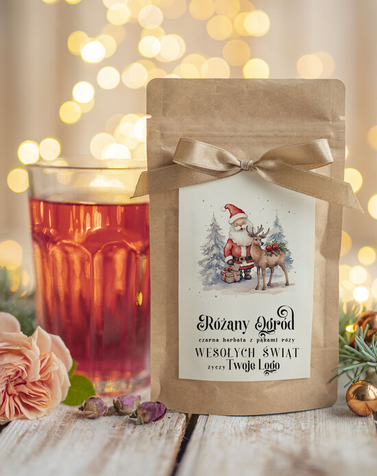drobne prezenty dla firm HERBATA KAWA herbata swiateczna prezent, Upominki firmowe na Boże Narodzenie herbata świąteczna pakami róży, Herb 01/MKJ/UsHERBR