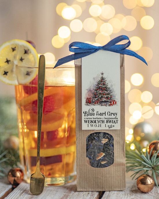 drobne prezenty dla firm HERBATA KAWA herbata swiateczna prezent, Upominki firmowe na Boże Narodzenie zielona herbata z Earl Grey z blawat 05/MKJ/UHERBEG