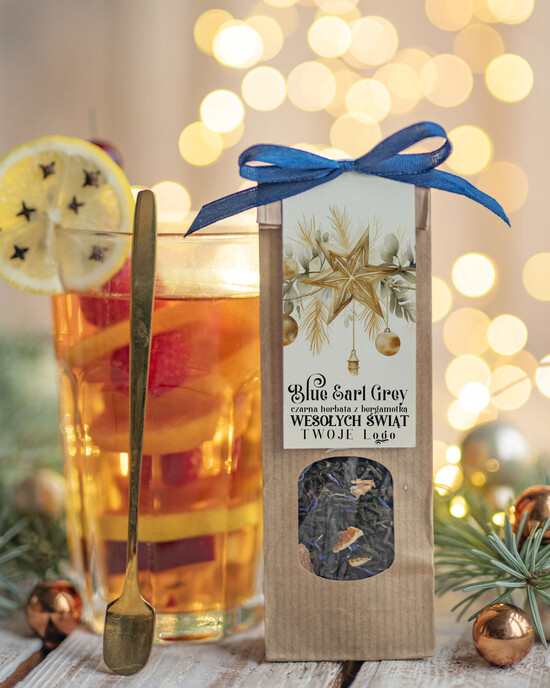 drobne prezenty dla firm HERBATA KAWA herbata swiateczna prezent, Upominki firmowe na Boże Narodzenie zielona herbata z Earl Grey z blawat 12/MKJ/UHERBEG