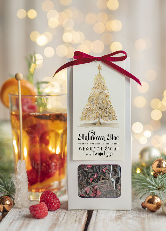 drobne prezenty dla firm HERBATA KAWA herbata swiateczna prezent, Upominki firmowe na Boże Narodzenie czarna herbata malinowa, Herbata świ 02/MKJ/UDHERBML