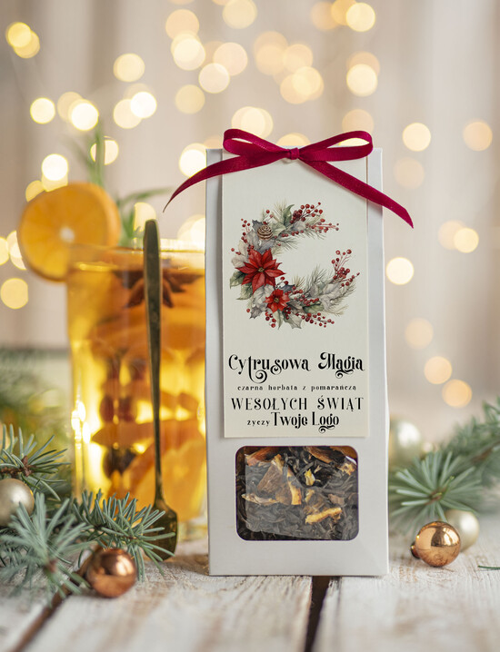 drobne prezenty dla firm HERBATA KAWA herbata swiateczna prezent, Upominki firmowe na Boże Narodzenie  herbata z pomarańczą, Herbata świąt 09/MKJ/UDHERBP