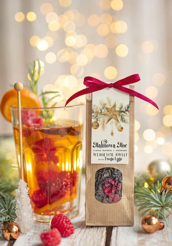 drobne prezenty dla firm HERBATA KAWA herbata swiateczna prezent, Upominki firmowe na Boże Narodzenie herbata świąteczna z malinami , Herb 12/MKJ/UHERBM