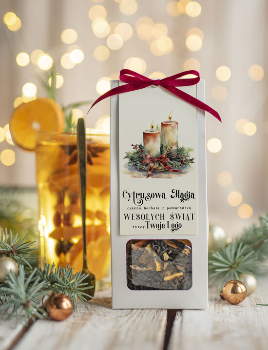 drobne prezenty dla firm HERBATA KAWA herbata swiateczna prezent, Upominki firmowe na Boże Narodzenie  herbata z pomarańczą, Herbata świąt 07/MKJ/UDHERBP
