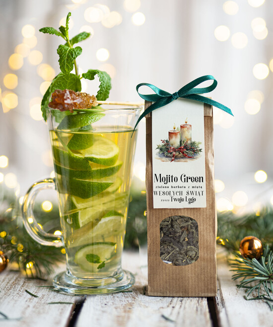 drobne prezenty dla firm HERBATA KAWA herbata swiateczna prezent, Upominki firmowe na Boże Narodzenie zielona herbata mojito, Herbata świą 07/MKJ/UHERBMj