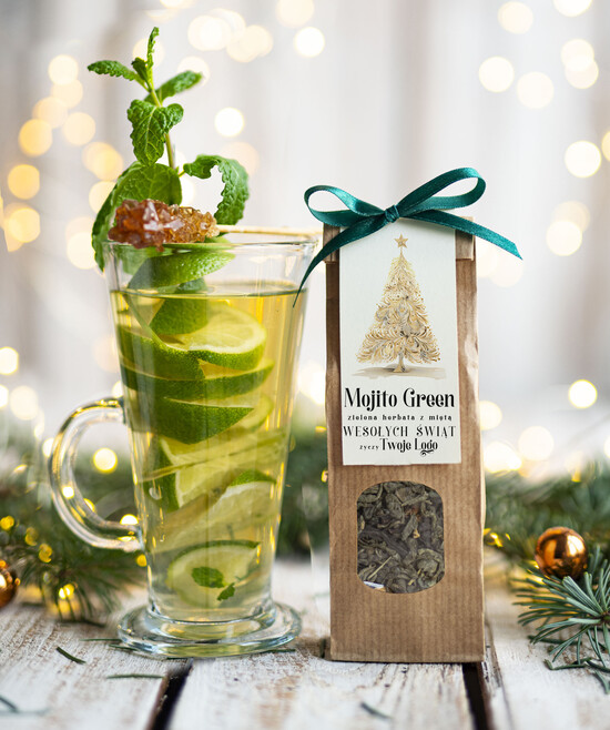 drobne prezenty dla firm HERBATA KAWA herbata swiateczna prezent, Upominki firmowe na Boże Narodzenie zielona herbata mojito, Herbata świą 02/MKJ/UHERBMj