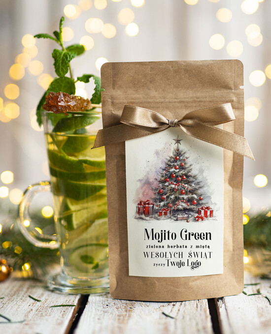 drobne prezenty dla firm HERBATA KAWA herbata swiateczna prezent, Upominki firmowe na Boże Narodzenie zielona herbata mojito, Herbata świą 05/MKJ/UsHERBMj