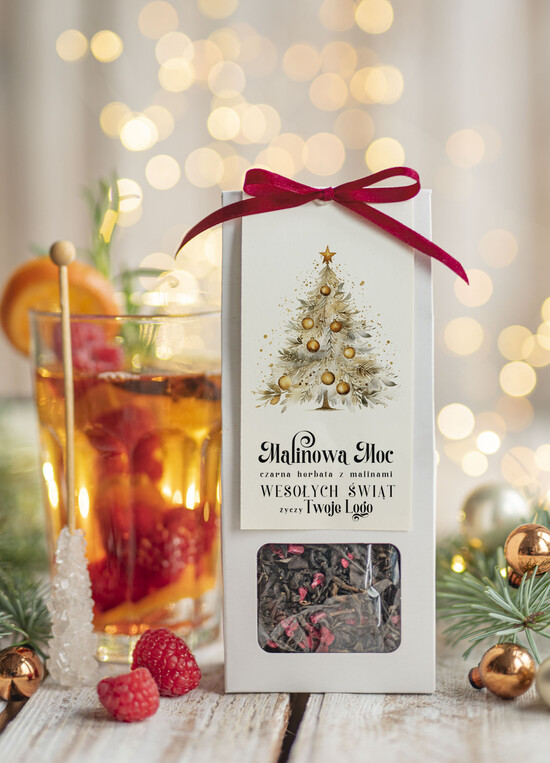 drobne prezenty dla firm HERBATA KAWA herbata swiateczna prezent, Upominki firmowe na Boże Narodzenie czarna herbata malinowa, Herbata świ 04/MKJ/UDHERBML