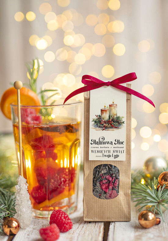 drobne prezenty dla firm HERBATA KAWA herbata swiateczna prezent, Upominki firmowe na Boże Narodzenie herbata świąteczna z malinami , Herb 07/MKJ/UHERBM