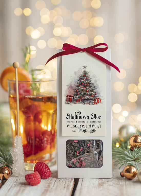 drobne prezenty dla firm HERBATA KAWA herbata swiateczna prezent, Upominki firmowe na Boże Narodzenie czarna herbata malinowa, Herbata świ 05/MKJ/UDHERBML