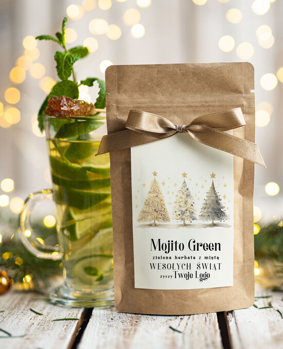 drobne prezenty dla firm HERBATA KAWA herbata swiateczna prezent, Upominki firmowe na Boże Narodzenie zielona herbata mojito, Herbata świą 02/MKJ/UsHERBMj