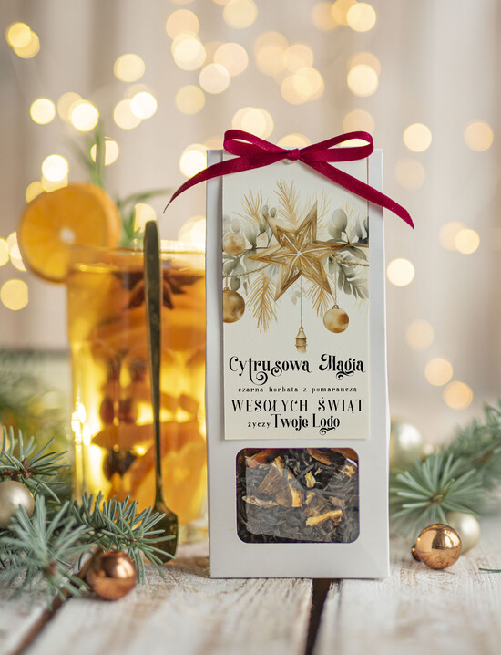 drobne prezenty dla firm HERBATA KAWA herbata swiateczna prezent, Upominki firmowe na Boże Narodzenie  herbata z pomarańczą, Herbata świąt 12/MKJ/UDHERBP