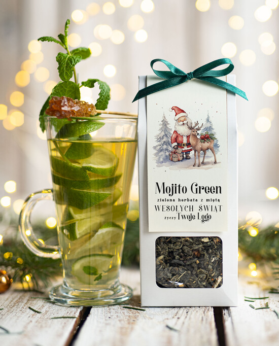 drobne prezenty dla firm HERBATA KAWA herbata swiateczna prezent, Upominki firmowe na Boże Narodzenie zielona herbata mojito, Herbata świą 01/MKJ/UDHERBMj