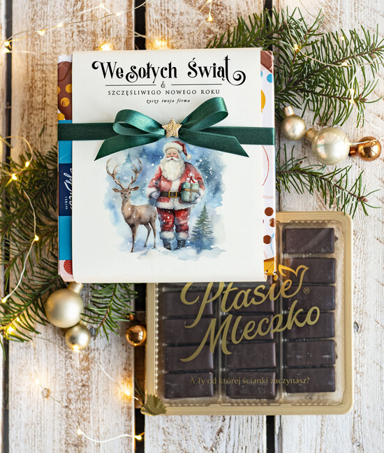 drobne prezenty dla firm CZEKOLADA/ pralinki/ bomboniery czekoladki ptasie mleczko bombonierka na prezent świąteczny z logo, Drobne prezenty dla firm świątec 11/MKJ/UPTm