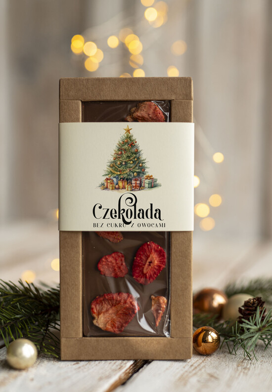 drobne prezenty dla firm CZEKOLADA/ pralinki/ bomboniery Drobne prezenty dla firm ręcznie robiona czekolada, Czekolada świąteczna bez cukru z logo, drobne up 03/MKJ/UCZEKO