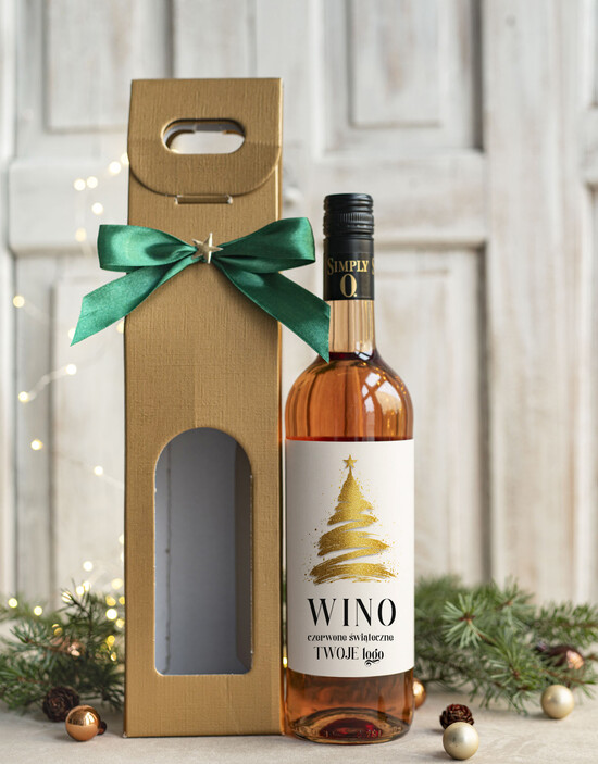 drobne prezenty dla firm GRZANIEC Grzaniec ze świąteczną etykietą w kartonie w z nadrukiem, firmowe prezenty dla klientów, upominki bi 01/mod/UGRZpudZl