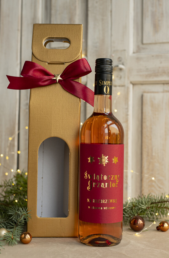 drobne prezenty dla firm GRZANIEC Grzaniec ze świąteczną etykietą w kartonie w z nadrukiem, firmowe prezenty dla klientów, upominki bi 01/bordocz/UGRZpudZl