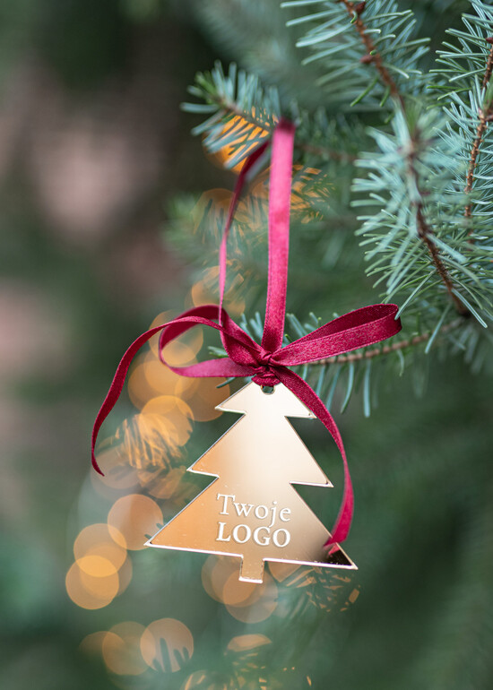 drobne prezenty dla firm Bombki ZAWIESZKI na choinkę Prezent Biznesowy Na Święta z Logo Złota Bombka z logo na choinkę Złote Lustro Zawieszka z Logo Firm 05/ZWG/swieta