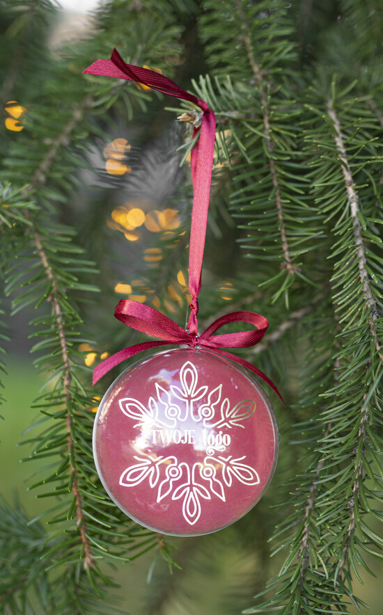 drobne prezenty dla firm Bombki ZAWIESZKI na choinkę Prezent Biznesowy Na Święta Bombka śnieżynka  z Logo Choinka z logo dla firm idealny upominek B2B 05/przezBomB/swieta