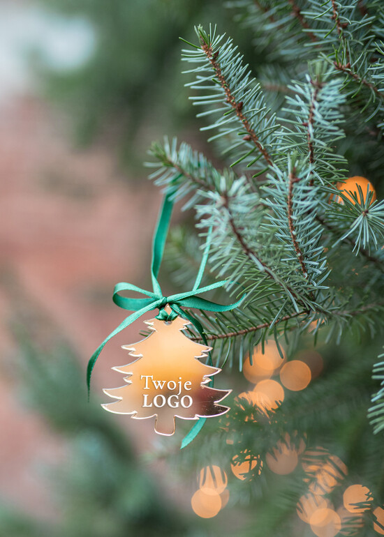 drobne prezenty dla firm Bombki ZAWIESZKI na choinkę Prezent Biznesowy Na Święta z Logo Złota Bombka z logo na choinkę Złote Lustro Zawieszka z Logo Firm 07/ZWG/swieta