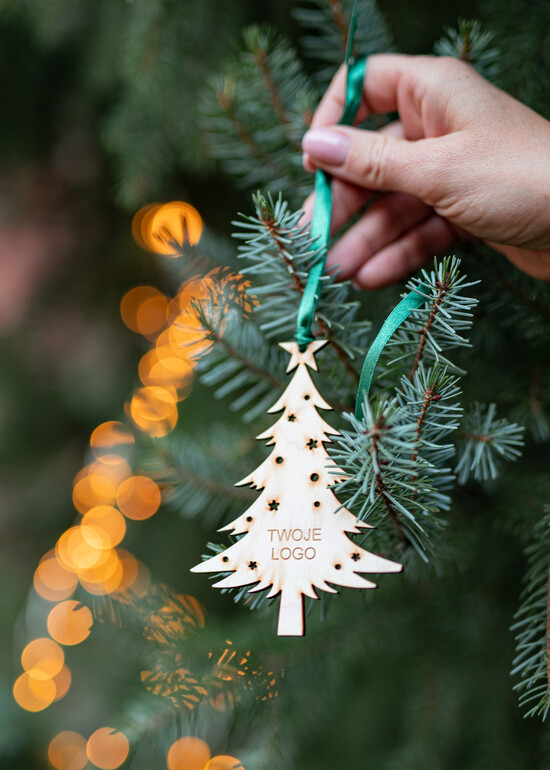 drobne prezenty dla firm Bombki ZAWIESZKI na choinkę Prezent Biznesowy Na Święta z Logo drewniana Bombka z logo na choinkę Zawieszka choinka z Logo Firmy 09/ZW/swieta