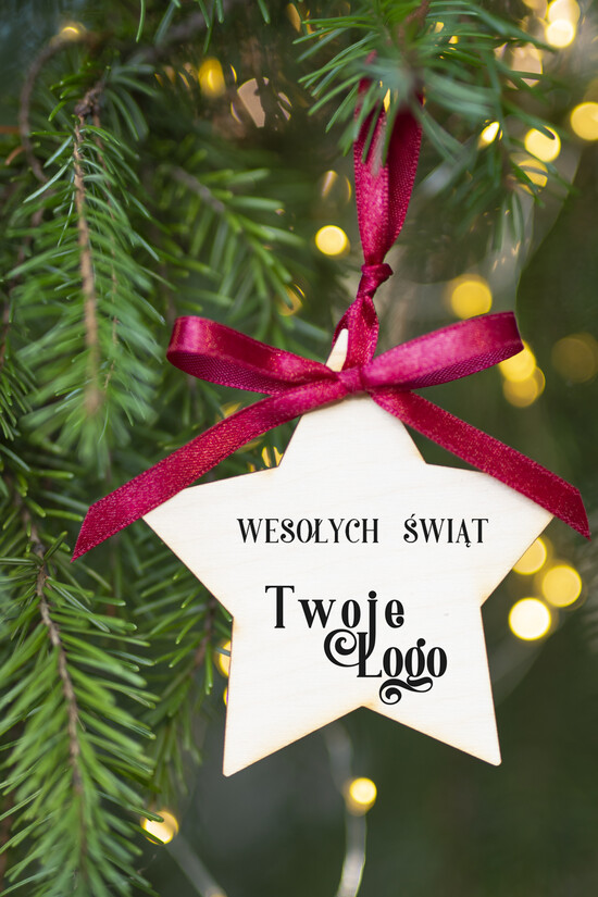 drobne prezenty dla firm Bombki ZAWIESZKI na choinkę Prezent Biznesowy Na Święta Bombka gwiazka z Logo Zawieszka Choinka z logo dla firm idealny upominek 05/ZWdra/swieta