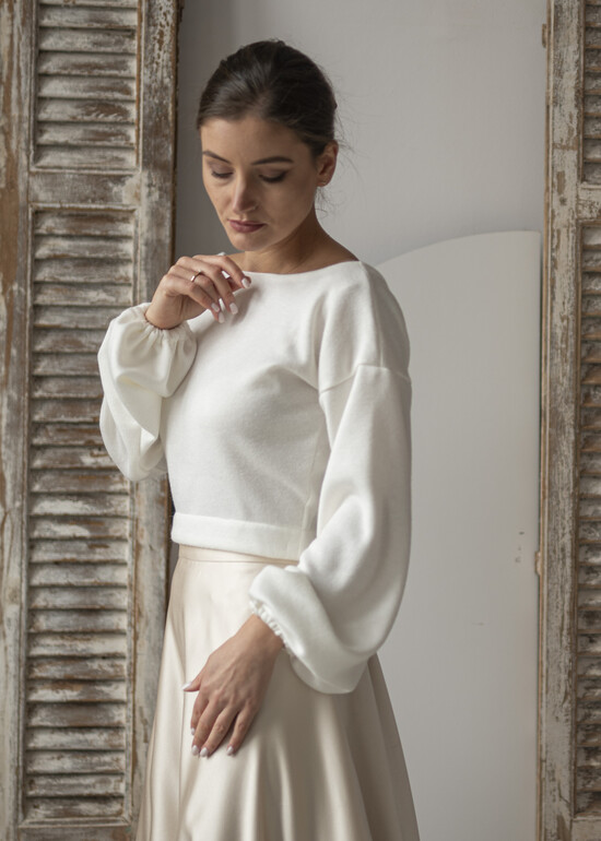 Panna Młoda Bolerka bolerka, narzutki, sweterki ślubne bolerko z wyciętymi plecami, sweterkowe bolerko do sukni ślubnej, bolerko z dzianiny dla Pann 02/BolSw/Bol