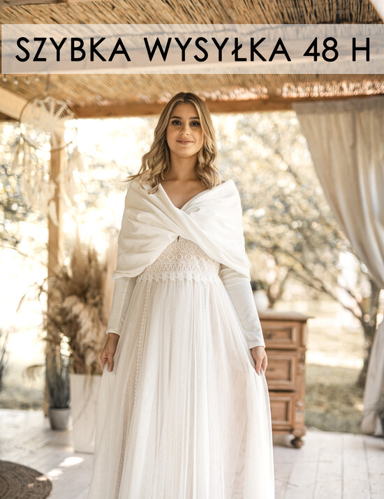 Panna Młoda Bolerka bolerka, narzutki, sweterki Kremowe  Bolerko Ślubne Welurowe - Etola Ślubna z Rękawkami - Narzutka I Rękaw w kolorze Kremowym 08/etola/Bolsos48h