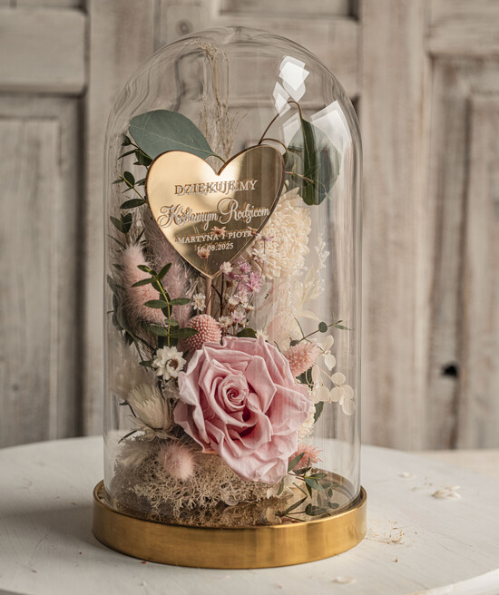 Prezenty, Podziękowania dla Rodziców Kompozycje Kwiatowe / Flowerboxy podziękowania dla Rodziców flowerbox z suszonych kwiatów, kompozycja z suszonych kwiatów w szklanej  05/fboxSZ/podRd
