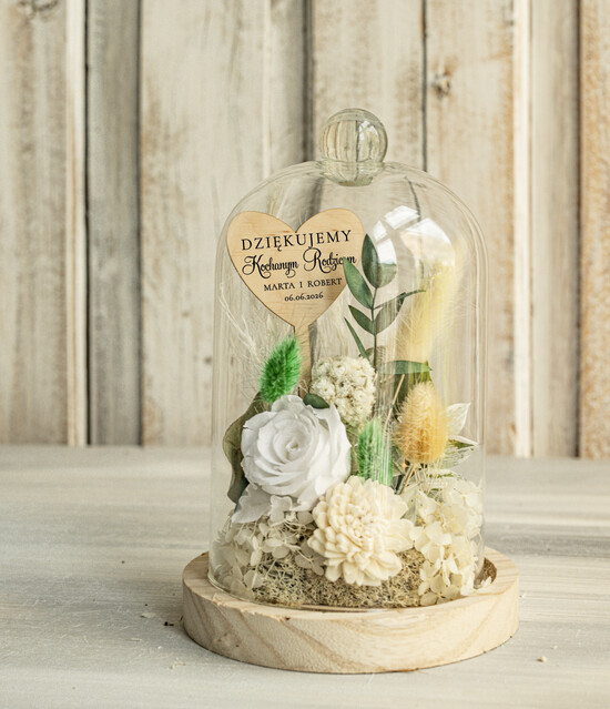 Prezenty, Podziękowania dla Rodziców Kompozycje Kwiatowe / Flowerboxy Personalizowane podziękowania dla Rodziców flowerbox z suszonych kwiatów, Wieczna róża Podziękowanie 13/FBmini/podRd