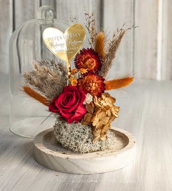 Prezenty, Podziękowania dla Rodziców Kompozycje Kwiatowe / Flowerboxy Personalizowane podziękowania dla Rodziców flowerbox z suszonych kwiatów, Wieczna róża Podziękowanie 01/FBmini/podRd