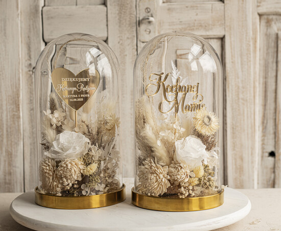 Prezenty, Podziękowania dla Rodziców Kompozycje Kwiatowe / Flowerboxy ślubne podziekowania dla rodzicow prezent dla mamy i taty na wesele kwiaty w kopule kompozycja z kwi 03/fboxSZ/podRd