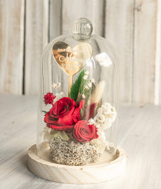 Prezenty dla Mamy flowerboxy, box ze słodyczami  prezent na dzień Mamy, prezent dla mamy flowerbox z suszonych kwiatów, suszone kwiaty w szkle, pomys 07/FBmini/Mama
