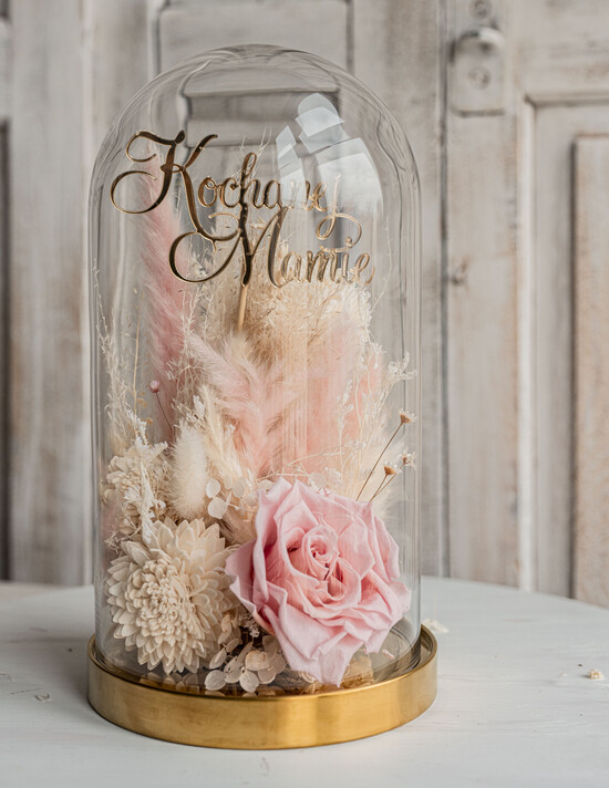 Prezenty dla Mamy kwiaty flowerboxy flowerbox, pomysł na prezent prezent dla mamy kwiaty w kopule kompozycja z kwiatów suszonych wieczne 01/fboxSZ/Mama