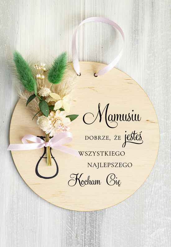 Prezenty dla Mamy kwiaty flowerboxy drewniana tabliczka z życzeniami na dzień Mamy prezent dla Mamy z okazji dnia Matki, kwiaty prezent  03/DrFB/Mama