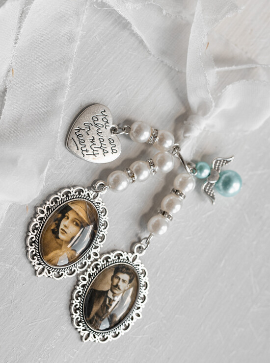 Medalion do bukietu ślubnego medalik zawieszka medalion do bukietu ślubnego, medalik ze zdjęciem do bukietu dla Panny Młodej, zdjęcie rod 04/medalik/MPara