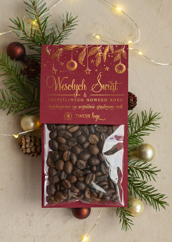 Prezenty Oferta dla Salonów BEAUTY drobne prezenty słodkości miody ciasteczka świąteczna kawa podziękowania dla klientki salonu kosmetycznego, prezent od fryzjerki dla klientek,  02/kawaWDZŁ/xmasDp