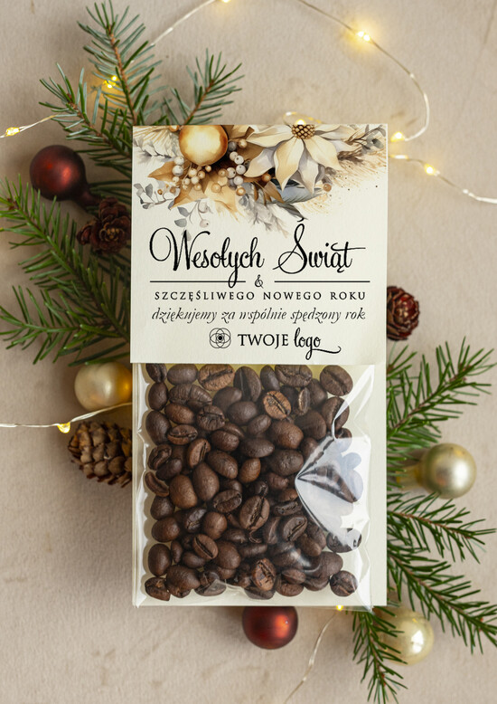 Prezenty Oferta dla Salonów BEAUTY drobne prezenty słodkości miody ciasteczka świąteczna kawa podziękowania dla klientki salonu kosmetycznego, prezent od fryzjerki dla klientek,  04/kawaWD/xmasDp