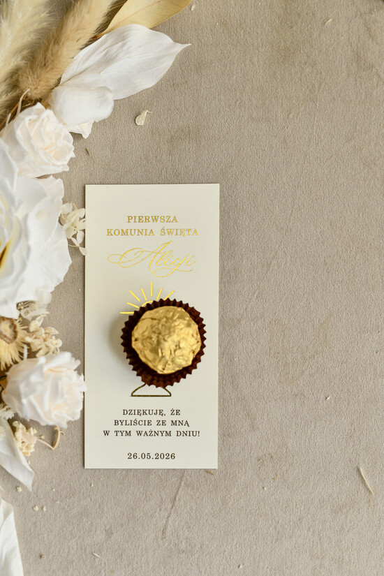 Podziękowania dla gości na komunii podziękowania dla gości czekoladki prezent dla gości komunijnych, pralinki upominki komunijne, Oryginalne podziękowania dla  03/czeko/KomMg