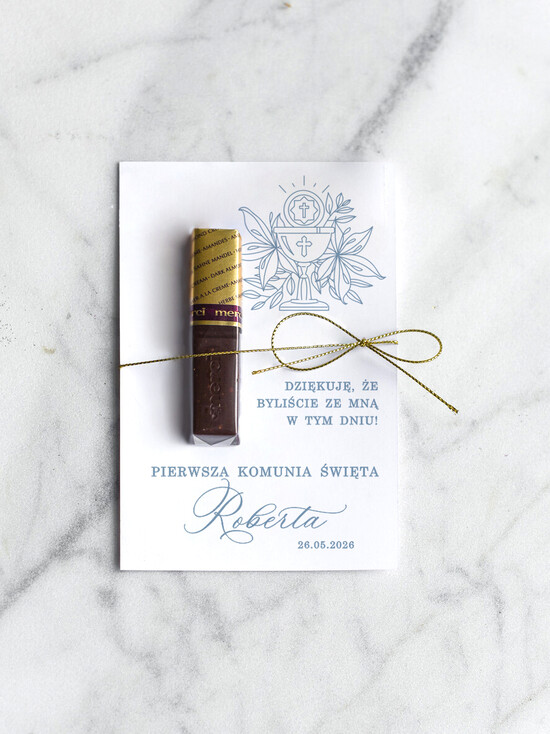 Podziękowania dla gości na komunii podziękowania dla gości czekoladki dla gości komunijnych, czekoladki merci prezenty dla gości na Komunii , upominki komunijn 01/czeko/Komunia