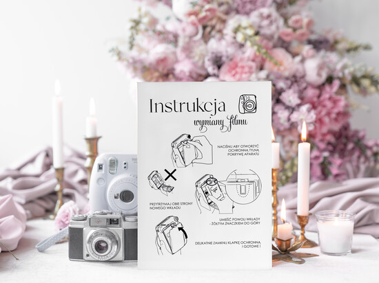 Księgi wpisów gości dodatki instrukcje  Instrukcja do Księgi Gości Polaroid papierowa dodatki ślubne instrukcja do księgi weselnej polaroid 05/A4/instKWG