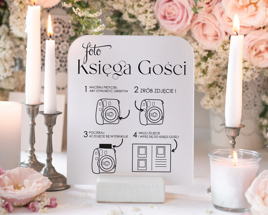 Księgi wpisów gości dodatki instrukcje  Instrukcja do Księgi Gości Polaroid papierowa dodatki ślubne instrukcja do księgi weselnej polaroid 02/Plx/instKWG