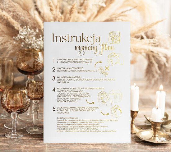 Księgi wpisów gości dodatki instrukcje  Instrukcja do Księgi Gości Polaroid papierowa dodatki ślubne instrukcja do księgi weselnej polaroid 04/A4zl/instKWG