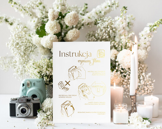 Księgi wpisów gości dodatki instrukcje  Instrukcja do Księgi Gości Polaroid papierowa dodatki ślubne instrukcja do księgi weselnej polaroid 03/A4zl/instKWG