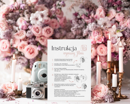 Księgi wpisów gości dodatki instrukcje  Instrukcja do Księgi Gości Polaroid papierowa dodatki ślubne instrukcja do księgi weselnej polaroid 03/A4/instKWG
