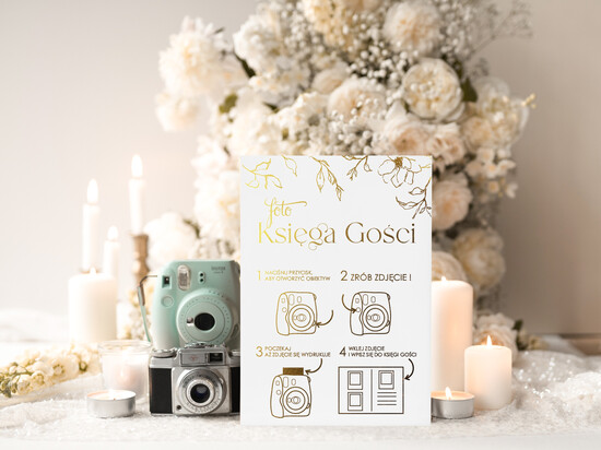 Księgi wpisów gości dodatki instrukcje  Instrukcja do Księgi Gości Polaroid papierowa dodatki ślubne instrukcja do księgi weselnej polaroid 02/A4zl/instKWG