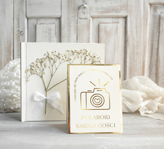 Księgi wpisów gości dodatki instrukcje  Instrukcja do Księgi Gości Polaroid stojaca papierowa dodatki ślubne instrukcja do księgi weselnej p 03/stPap/kwg