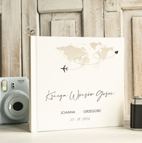 Księgi wpisów gości podróżnicze księga wpisów gości na wesele z motywem podróży - księga pamiątkowa na ślub dla podróżników 01/passF/kwg