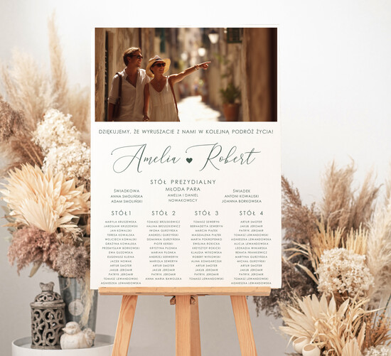Plany stołów ze zdjęciem Pary Młodej plan stołów weselnych usadzenie gości na weselu, tablica informacyjna dla gości weselnych, plan stoł 04/PLzd/PL25